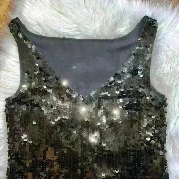 Banana Republic Black Sequin Formal Mini Dress 4 Petite - Picture 5 of 10